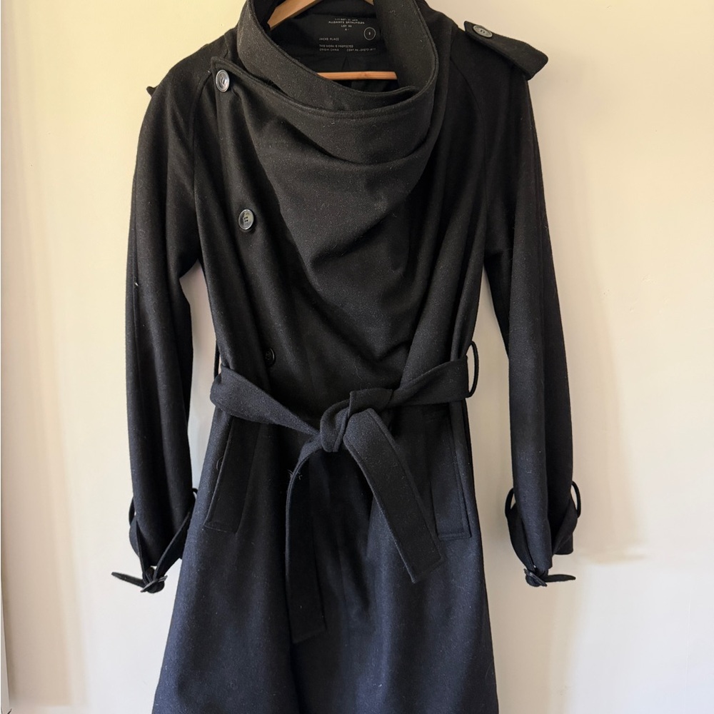 All Saints Black Belted Trench Coat